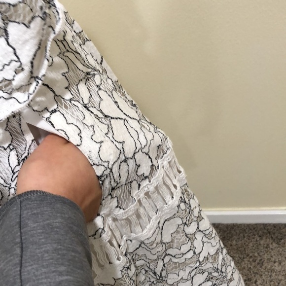 Nicholas Basque Lace Dress Size 0 White Black Floral OTS Fit and Flare Mini - Picture 4 of 12